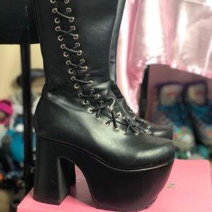 Black platform boots